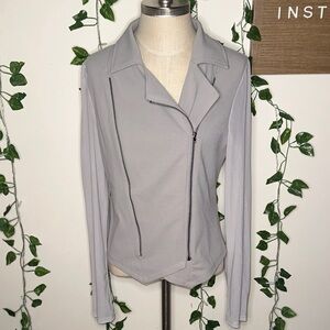 TRAC Sheer Mesh Sleeve Grey Moto Jacket